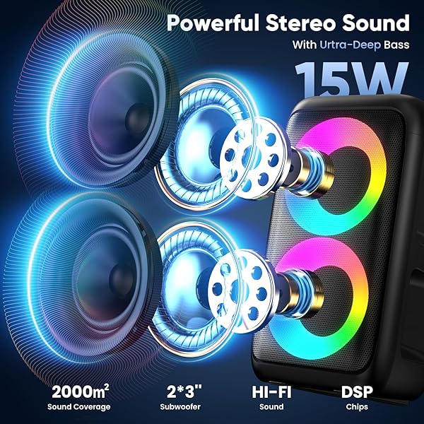 KARAOKE MACHINE FOR ADULTS KIDS, PORTABLE BLUETOOTH SPEAKER WITH 2 WIRELESS MICROPHONES, TWS MODE & LED LIGHT, 10H BATTERY PA SYSTEM STAGE MONITORS,PERFECT FOR HOME PARTY OUTDOOR BIRTHDAY GIFTS(BLACK)