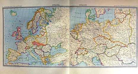 Amazon 1935 地図チェコスロバキアヨーロッパフランススペインイタリア アートフレーム ポスター オンライン通販