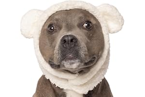 Furhaven Medium Dog Hat, Washable & Cozy - Sherpa Flex-Fit Polar Bear Dog Hat Costume - Cream, Medium