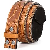 WHIPPY Western Belts for Men without Buckle Cowboy Belt Western Leather Belt Strap for Men Women Vintage Belt for Jeans
