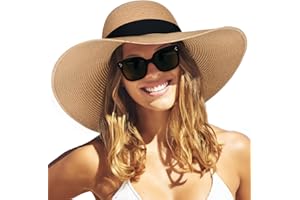 FURTALK Womens Sun Straw Hat Wide Brim UPF 50 Summer Hat Foldable Roll up Floppy Beach Hats for Women