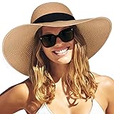 FURTALK Womens Sun Straw Hat Wide Brim UPF 80