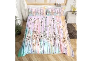 EROSEBRIDAL Giraffe Printed Bedding Set Twin Size Giraffe Duvet Cover Set 3d Animal Theme Comforter Cover 2 Pieces Bedding Giraffe Pattern Decor Bedspread Cover For Kids Teens Boys Giraffe Printed Quilt Cover