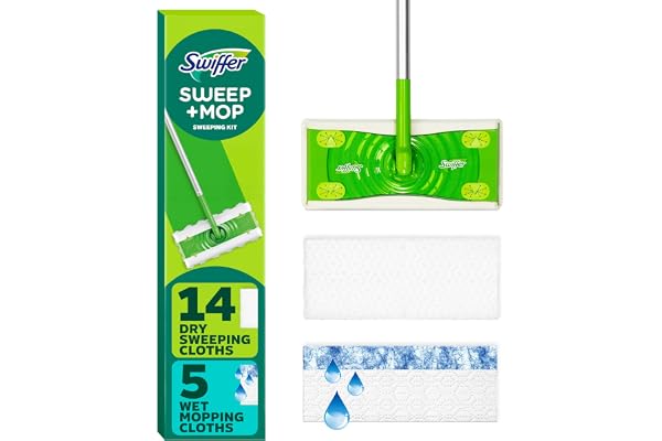 Swiffer Sweep + Mop, Broom & Mop Alternative, Dry & Wet Floor Cleaner for Dirt, Dust, Hair, All Purpose Cleaning Tool for Hom