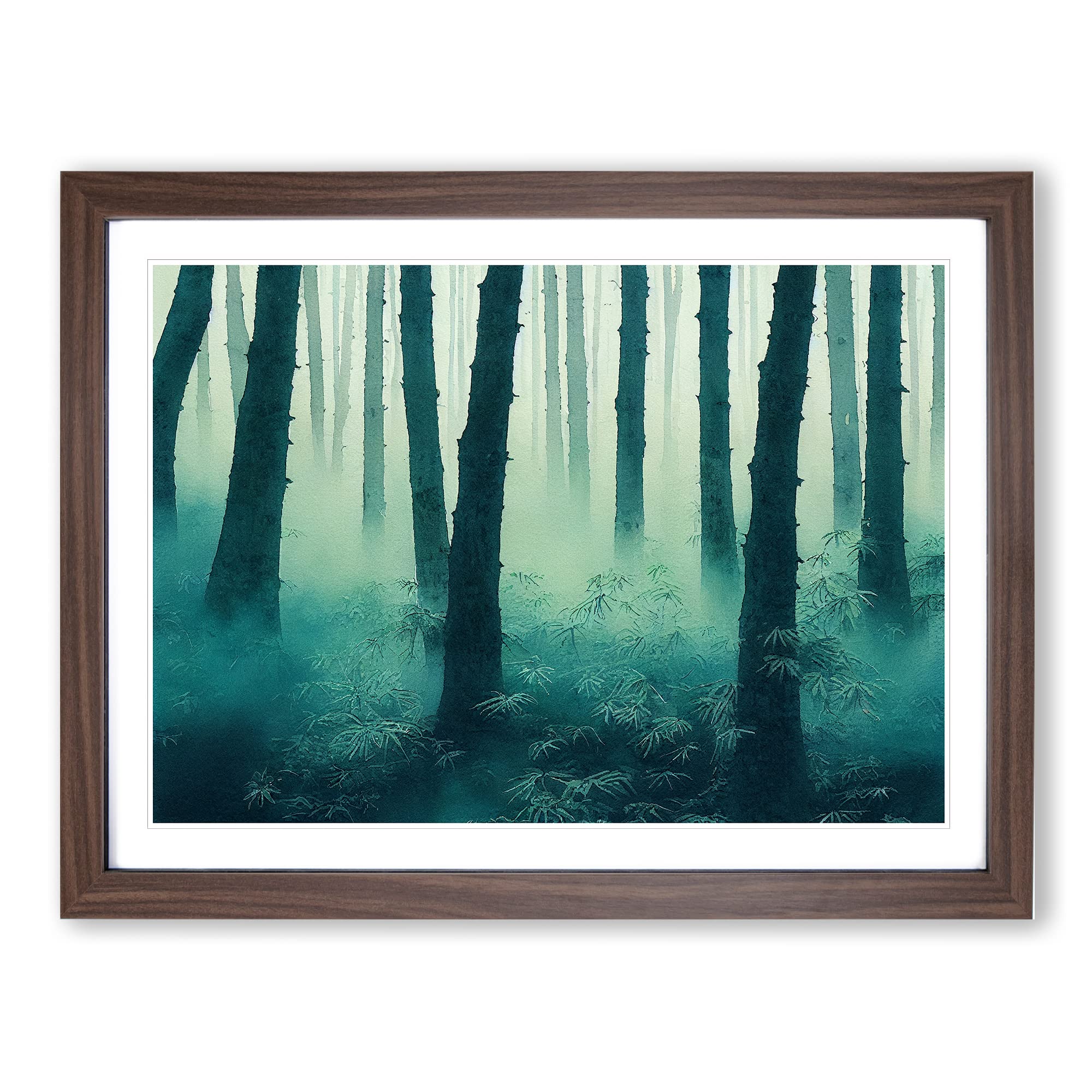 Misty Japanese Forest Vol.2 Framed Print | A4 Walnut Framed Wall Art | Ready to Hang | Asian Landscape Picture | Living Room Bedroom Lounge Office