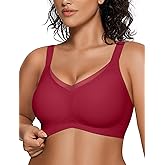 OEAK Womens Wireless Bras V Mesh Comfortable Bralette Supportive Tshirt Bra No Underwire Seamless Push Up Everyday Bras