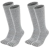 Magifuls Merino Wool Toe Socks For Men And Women Hiking Crew Socks Moisture Wicking Five Toe Design,2 Pairs