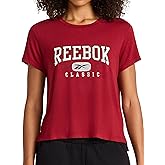 Reebok Womens Classic Athletic Graphic Crewneck Cropped T-Shirt