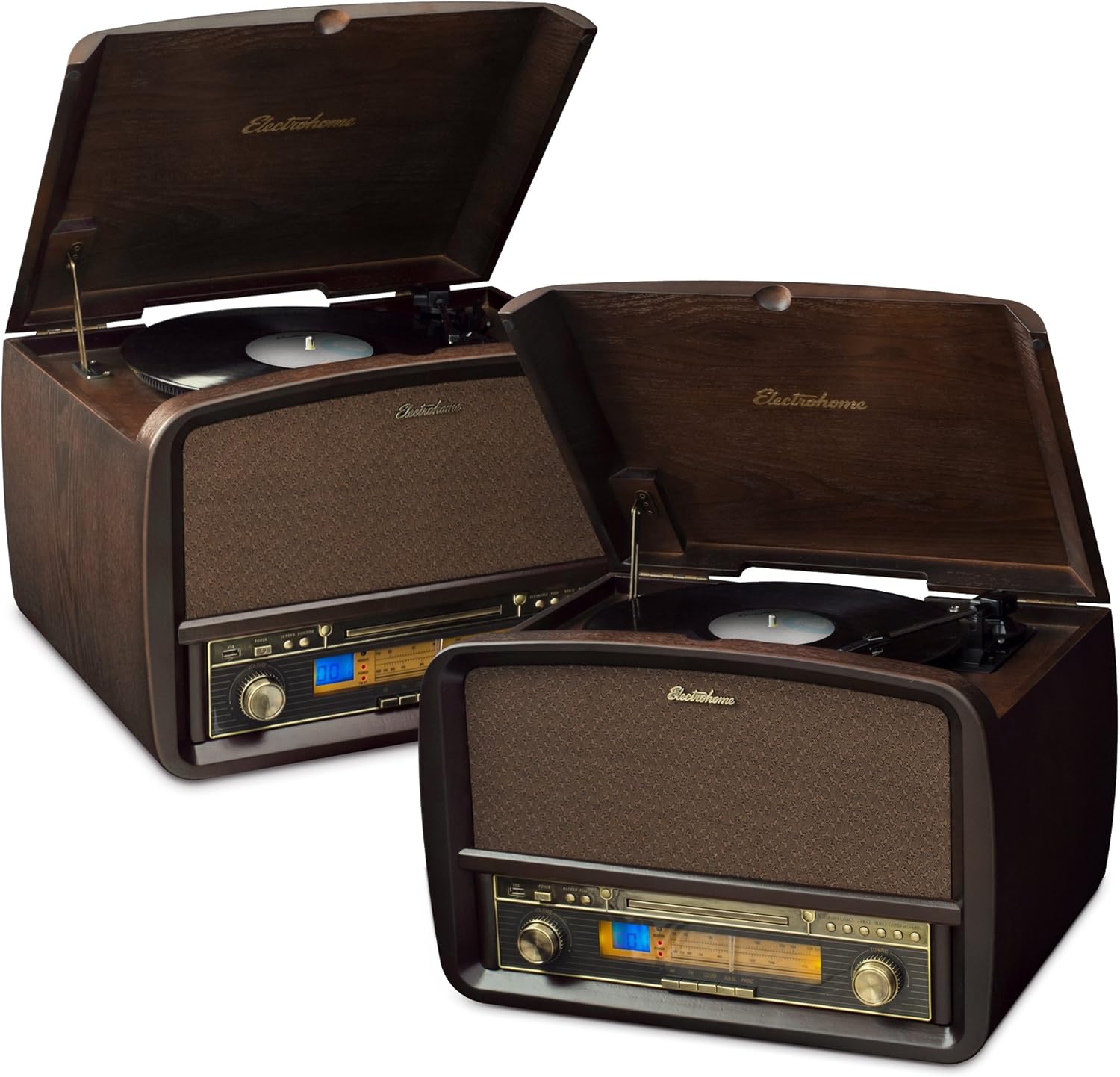 Electrohome Signature Vinyl Record Player Classic Turntable Natural Wood HiFi Stereo System