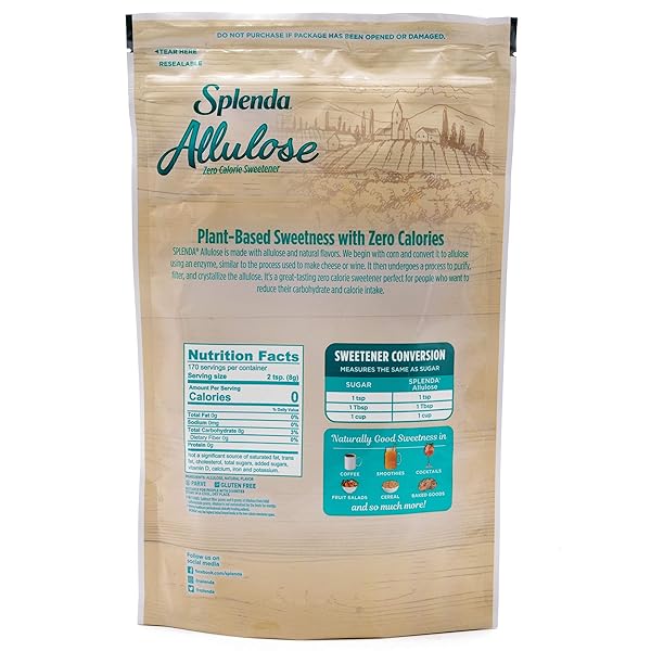 SPLENDA ALLULOSE PLANT BASED ZERO CALORIE SWEETENER FOR BAKING & BEVERAGES, 3 POUND RESEALABLE POUCH