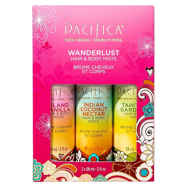 PACIFICA BEAUTY MINI FRAGRANCE SAMPLER, 3 ISLAND VANILLA SCENTS – HAIR PERFUME & BODY SPRAY GIFT SET, VEGAN & CRUELTY FREE