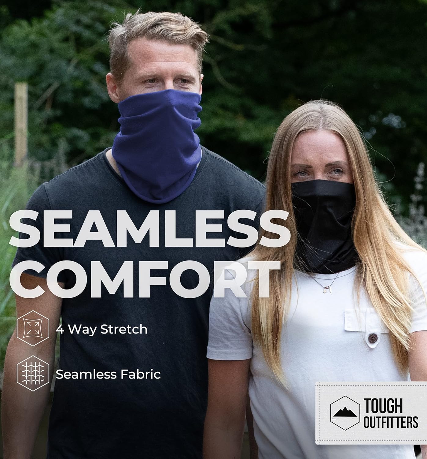 Tough Headband Neck Gaiter Face Mask & Sleeve w/ UV & Dust Protection, Navy Blue: Clothing
