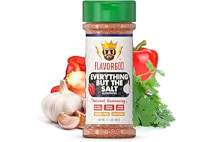 No Salt Seasoning, Everything but the Salt Seasoning by Flavor God, No Sodium, Natural, Garlic, Chili & Black Pepper, Salt Substitute, Salt Free, Spices with Flavor, Low Sodium Vegan, Popcorn, Pasta