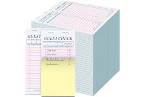60 Pack Server Note Pads Bulk Double Part Guest Check for Servers, 2 Part Carbonless Server Order Paper, 3.5 x 6.75 Inch Pink