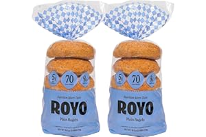 ROYO BREAD CO. NON-Assorted 2-Pack Low Carb Artisan Bread and Bagels, 30-80 Calories (Plain Bagels)