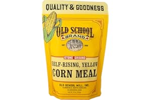Old School Brand Stone Ground Self-Rising, Yellow Corn Meal - 16 oz Package - GREAT for Cornbread and Corn Muffins!