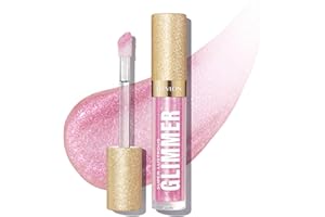 Revlon Super Lustrous Glimmer Gloss, Non-Sticky Lip Gloss, High-Shine Finish, Plant-Based Glitter, 002 Pink Prisma, 0.13 fl o