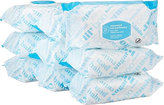 Amazon Elements Baby Wipes, Unscented, 720 Count Flip-Top Packs