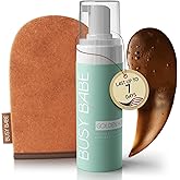 Busy Babe Golder Hour Tanning Mousse Self Tanner With Mitt - Achieve a Gorgeous, Flawless Tan, Sun-Kissed Glow for All Skin Types and Tones, Sunless Tanning Mousse for Undertone (DARK BRONZE 200ml)
