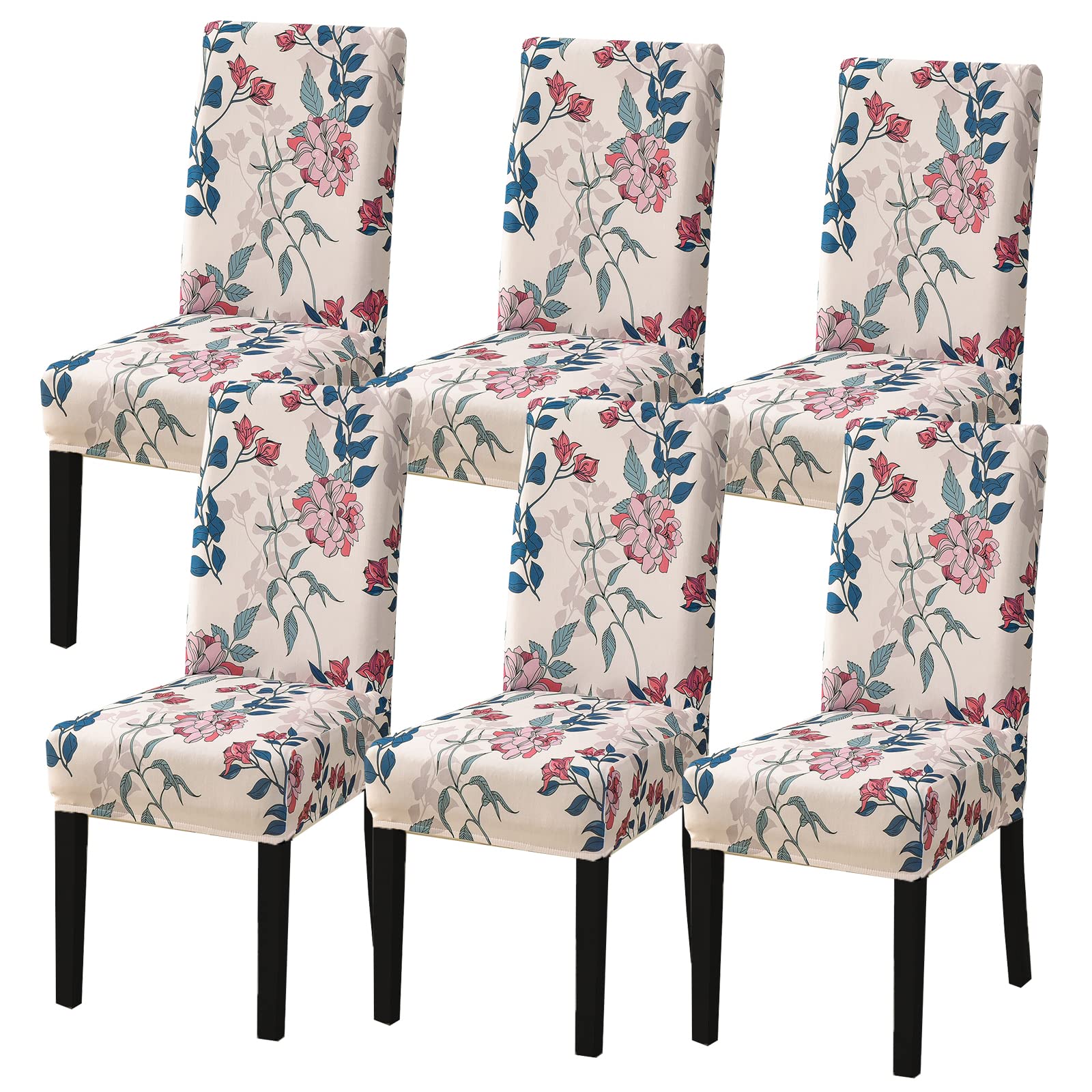 HZDHCLH Chair Covers Slipcovers 4/6 PCs Stretch Removable Washable Short Dining Chair Protector Cover Seat for Hotel,Dining Room,Ceremony（Evening Fragrance,6 PCS）