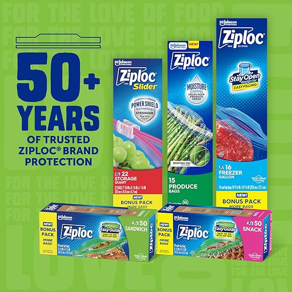 ZIPLOC XL SANDWICH AND SNACK BAGS WITH EASYGUIDE TEXTURE, PLASTIC STORAGE BAGS WITH GRIP ‘N SEAL TECHNOLOGY, 30 BAGS TOTAL