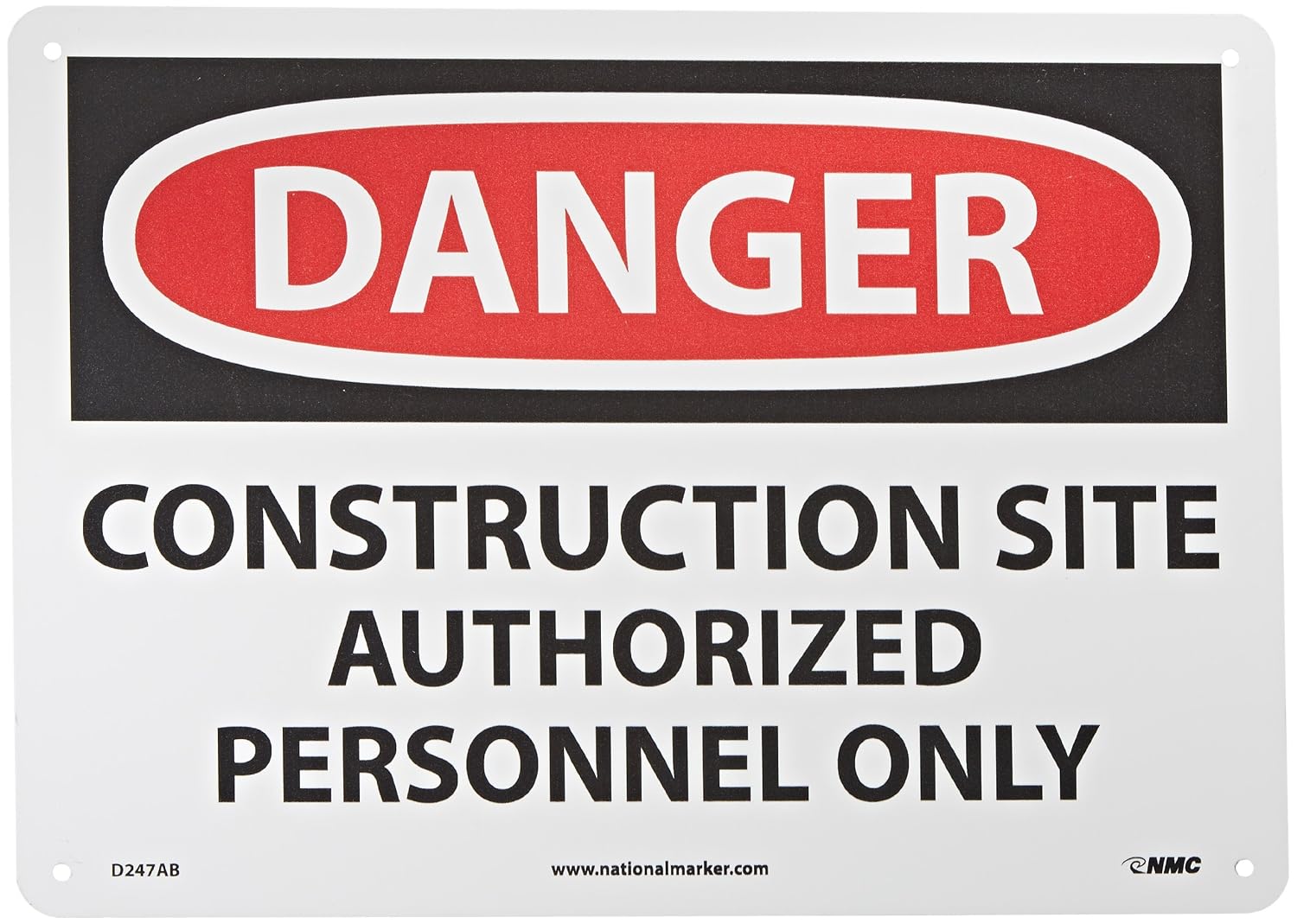 Osha Building Sign 10 Length x 7 Height NMC D247A OSHA Sign Red/Black on White Aluminum ...