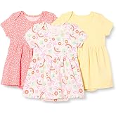 Amazon Essentials Baby Girls' Short Sleeve Bodysuit Dress, Everyday Dresses, Pack of 3