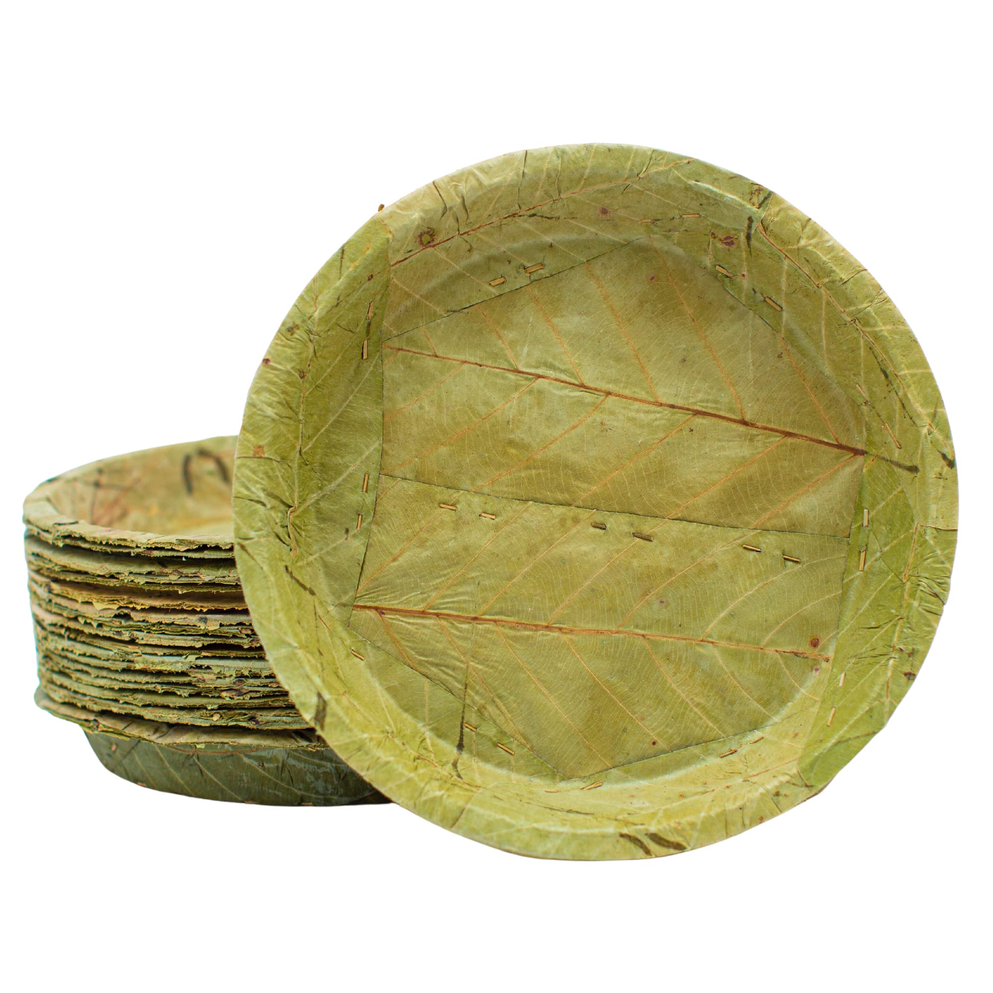 View 1 of TAPARI Jumbo Disposable Plates - 20 Pack Jumbo Leaf Plates - 10.5 Inch Diameter - Strong & Eco-Friendly - 100% Compostable & Biodegradable Heavy Duty Disposable Plates - Bulk Party Plates - Sal Leaf