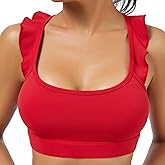 TDCQZY Women's Sports Bras Ruffled Y Back Padded Racerback Supportive Workout Yoga Bra