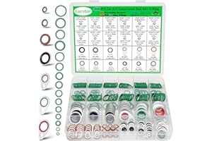 Lucstar 400Pcs AC O Ring Kit, A/C Compressor Seal Kit Gasket，Automotive Replacement Air Conditioning Compressors Port Sealing Washers, O Ring Assortment Kit, R 134a R12 Refrigerant for AC Valve Core