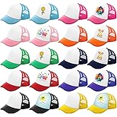 Fingertip WD 20 Pack Kids Trucker Hats Bulk Sublimation Blank Trucker Cap Fashion Mesh Adjustable DIY Sublimation Baseball Cap for Outdoor Multicolor