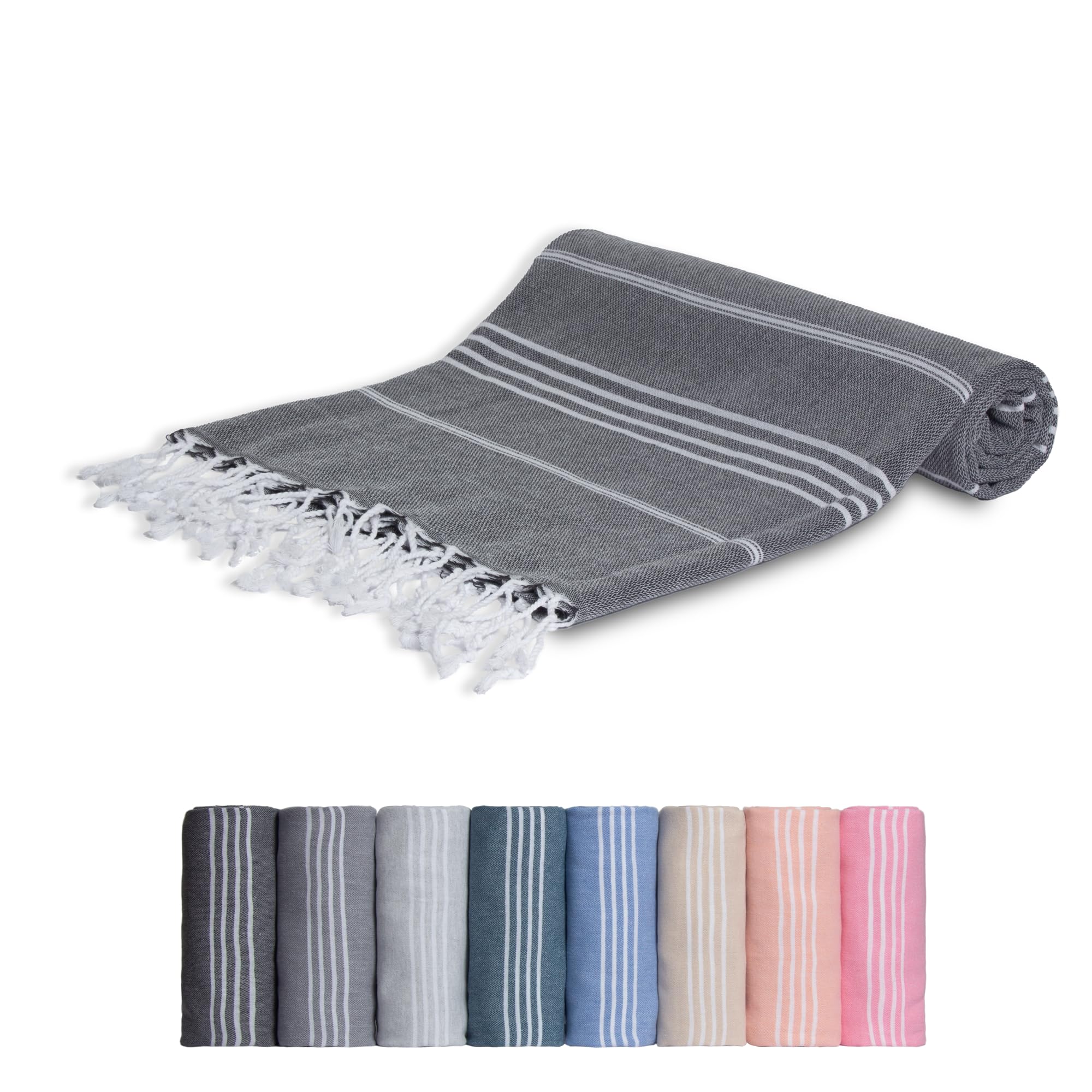 MEBY XXL Sauna Towel (100 x 200 cm) Beach Towel, Bath Towel, Turkish Hammam Towel, Hand Towel, 100% Cotton (Anthracite Grey)