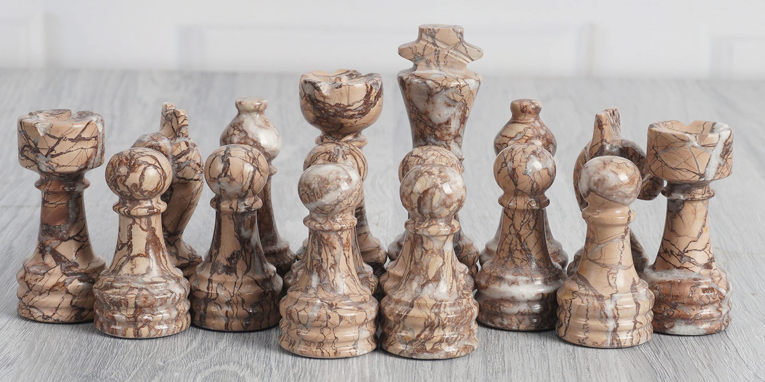 Radicaln Marble Chess Figures 3.5'' Inches Black and Marinara Handmade Chess Pieces Family Game Marble Chess Set Figures Chess Board Game