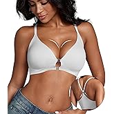 DEANGELMON Front Closure Bras for Women No Underwire Seamless Push Up Racerback Bra T-Shirts Bras Supportive