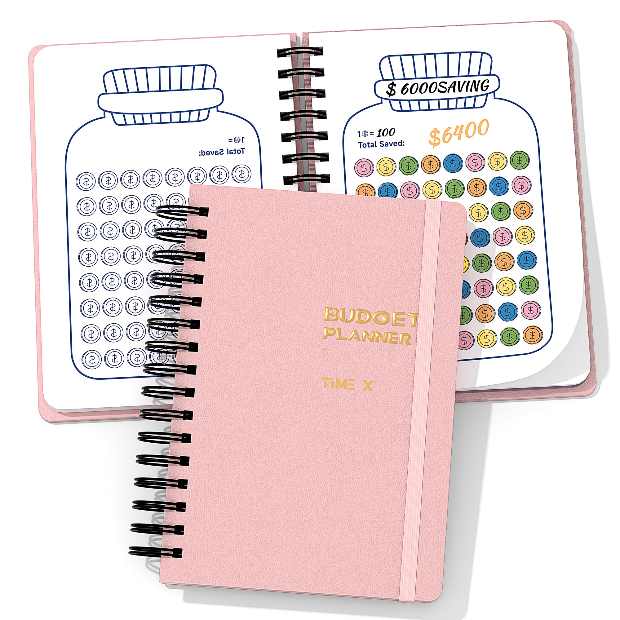 Photo 1 of TIME X Budget Planner-Budget Binder with 12 Pockets,Undated Monthly Budget Book for A5 Bill Organizer & Account Book with Expense Tracker Notebook to Manage Your Finance. (Pink)