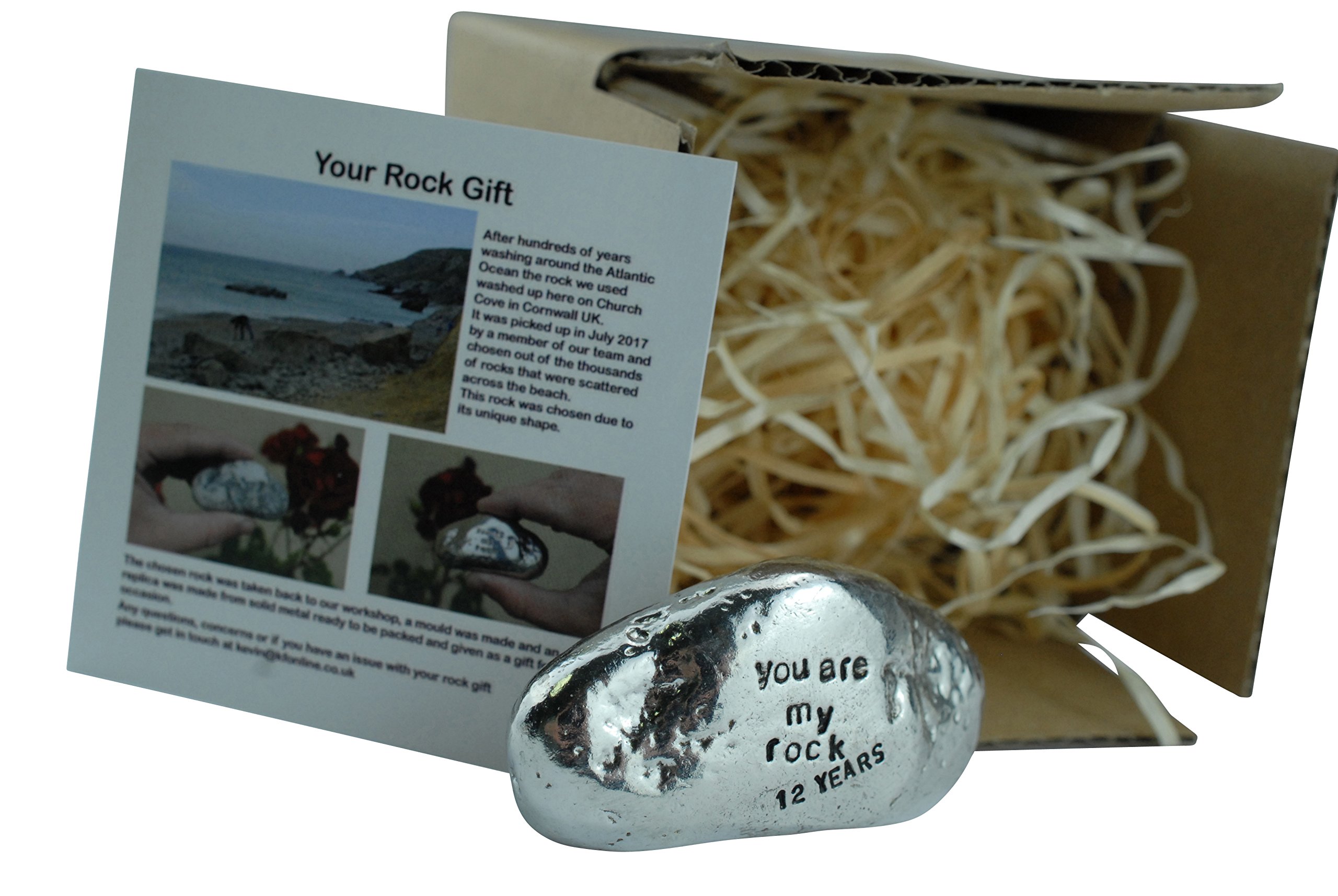 Pirantin 12th Anniversary You Are My Rock Gift Idea - Solid Metal Heavy Polished Rock Gift for 12 Year Anniversary
