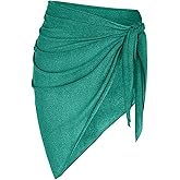 ZAFUL Metallic Shiny Short Sarong Coverups for Women Semi Sheer Bathing Suit Wrap Swimsuit Skirt Beach Bikini Cover Up