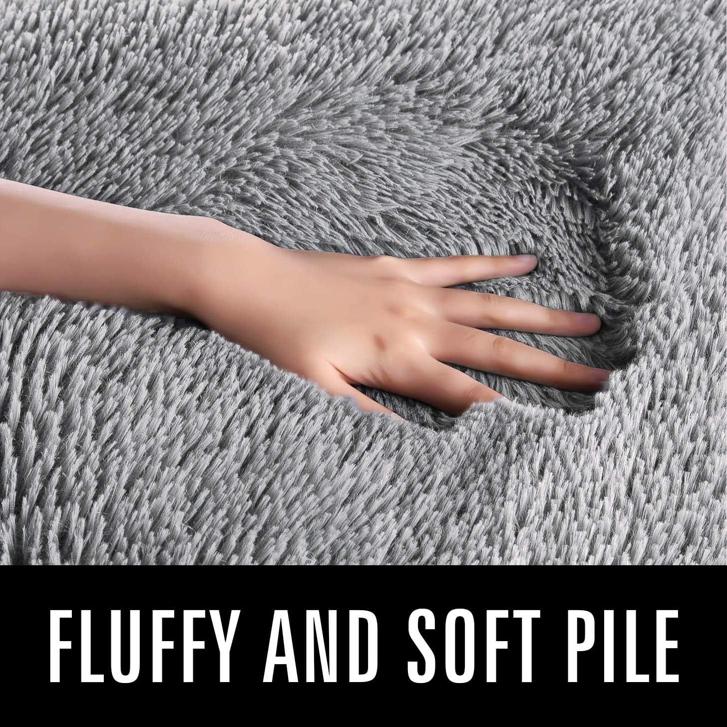 LOCHAS Ultra Soft Indoor Modern Area Rugs Fluffy Living Room Carpets for Children Bedroom Home Decor Nursery Rug 4x5.3 Feet, Gray: Furniture & Decor