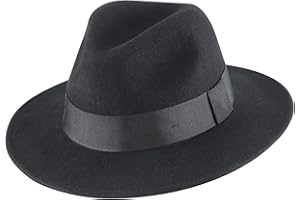 Home Prefer Mens Wool Fedora Hat with Band Classic Wide Brim Fedora Hat for Men Women Panama Dress Hat
