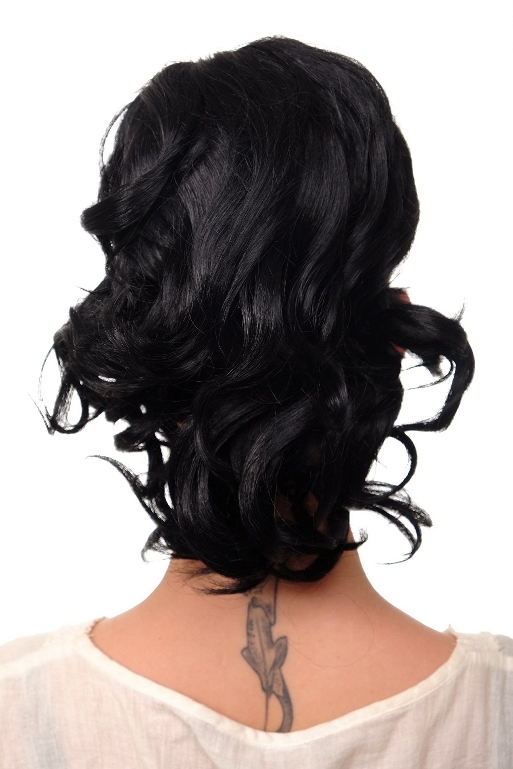 WIG ME UP - JL-3023-1 Hairpiece ponytail with comb and elastic draw string short wavy voluminous deep black 14inch
