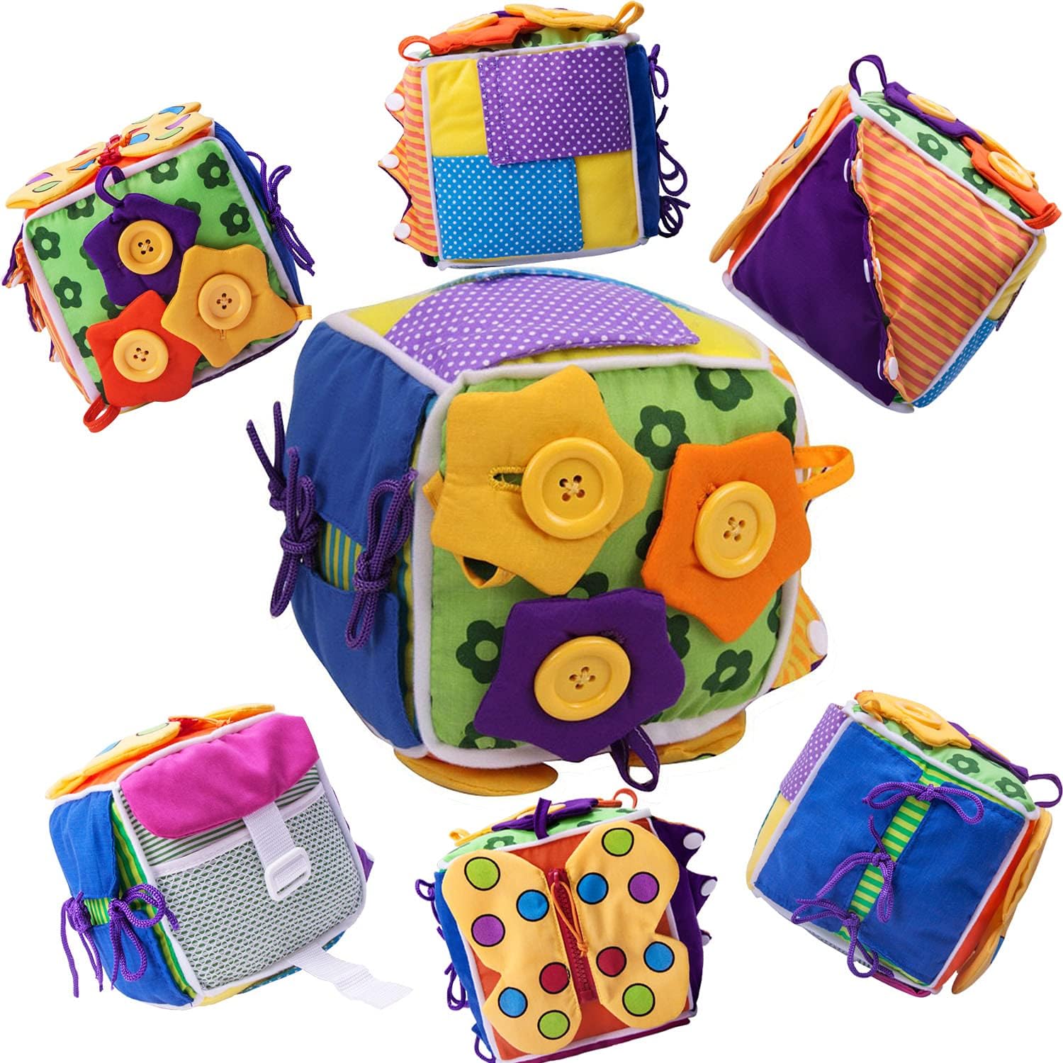 Amazon ウンチョン 紐通し おもちゃ ボタン 練習 知育 教育玩具 布の玩具 紐結び 練習 指先の知育 保育園 幼稚園 モンテッソーリ幼児 子供 布のおもちゃ おもちゃ