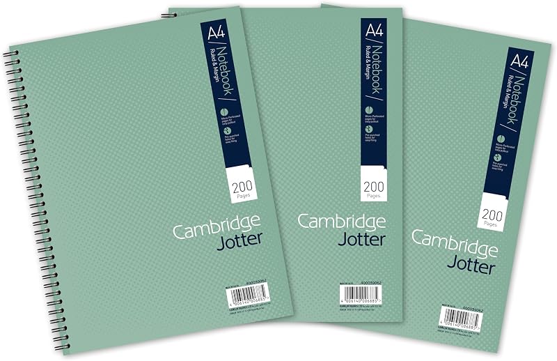 Cambridge Jotter A4 Notebook Pack 3 200 Pages 80gsm Wirebound