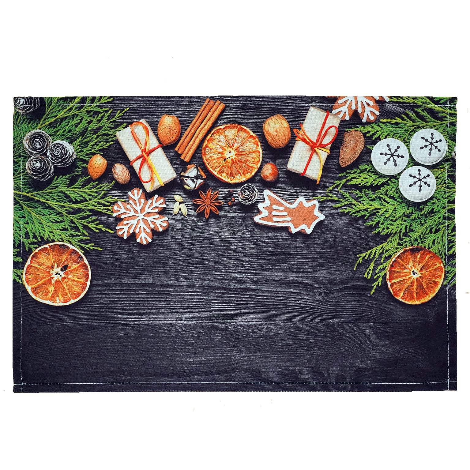 texpot Placemat 30 x 45 cm 100% Polyester Decorative Branches on Wood Black