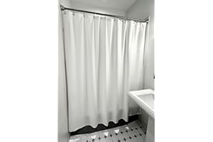 Bean Products Premium 70" x 74" Bath Shower Curtain - Natural Durable and Breathable Cotton Fabric Shower Curtain - Perfect for Master Bath Tubs, Guest Bathrooms, and Dorms, White