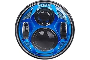 LUSGWUFAD 5-3/4 5.75 Motorcycle LED Headlight Compatible with Harley Davidson Dyna Street Bob Iron 883 Sportster Super Wide Glide Low Rider Night Rod Softail Custom Indian Scout Triumph Headlamp-Blue