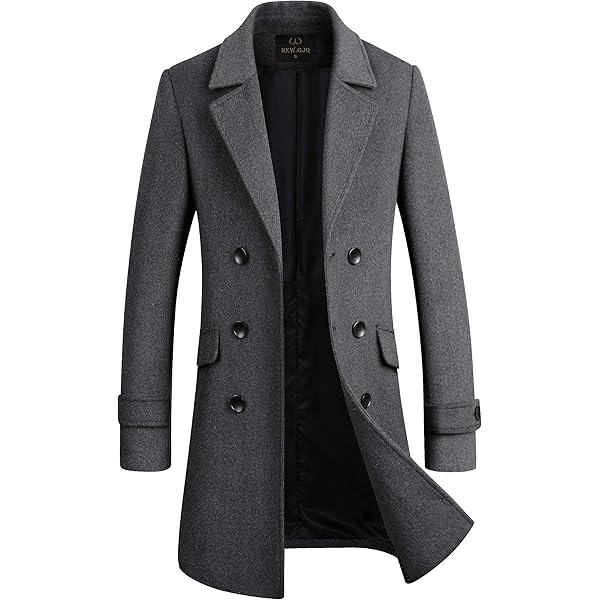 RINTONIX Men's Oversized Notched Long Faux Wool Blend Trench