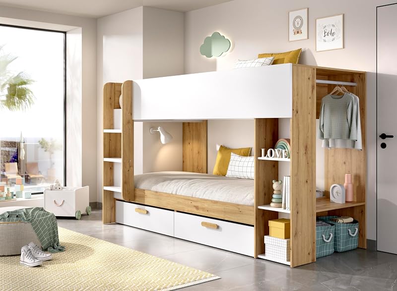 VINTY - Cama para dormitorio - LITERA - BLANCO / NORDIC - 150 x 245.4 x 109.8