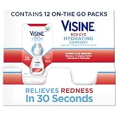 Visine Red Eye Hydrating Comfort Redness Relief and Lubricant Eye Drops to Relieve Red Eyes Due to Minor Eye Irritations Fast and Help Moisturize Dry Eyes, On-The-Go Packs, 12 x 0.28 fl. oz