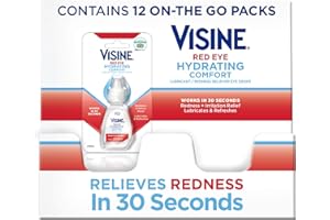Visine Red Eye Hydrating Comfort Redness Relief and Lubricant Eye Drops to Relieve Red Eyes Due to Minor Eye Irritations Fast and Help Moisturize Dry Eyes, On-The-Go Packs, 12 x 0.28 fl. oz