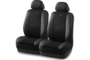 Skechers Air-Cooled Memory Foam Seat Covers,Mesh Thick Car Seat Covers,Piping Leather Car Seat Covers Front Seats,Airbag Compatible,Automotive Comfort Universal FitMost Cars,Vans,Truck,SUV,Black